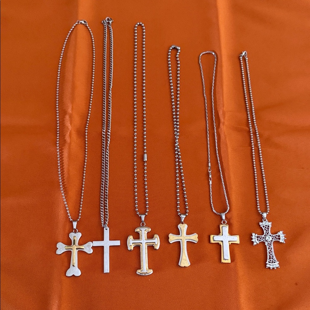 Silver Plated Cross Pendants Bundle - image 1